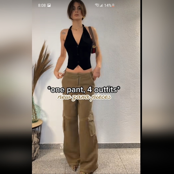 NWT Zara high waisted wide leg cargo pants - Picture 16 of 16